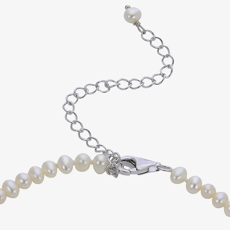 Womens White Sterling Silver 13 Inch Strand Necklace