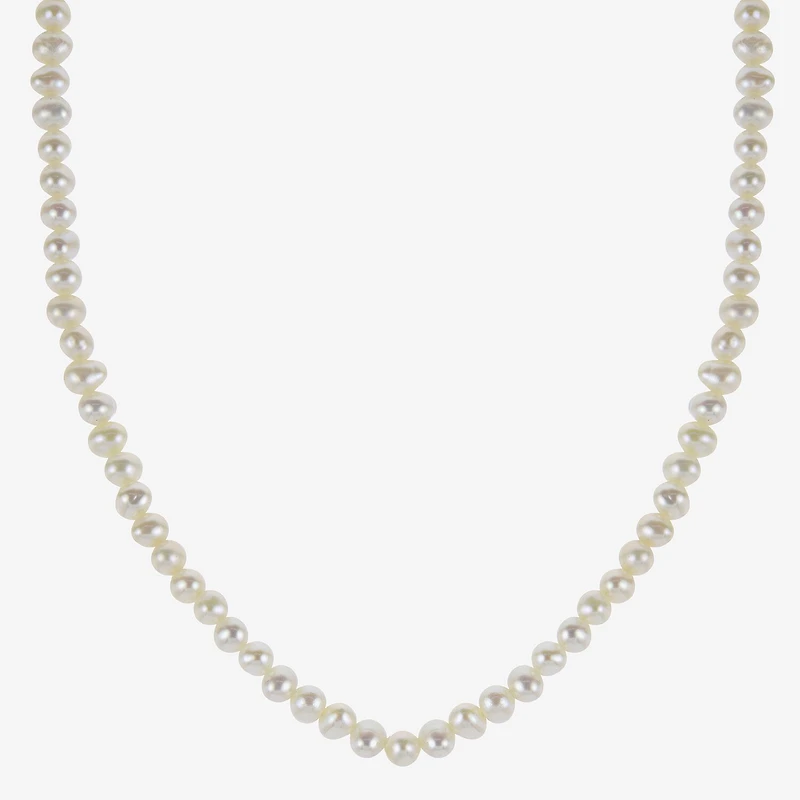 Womens White Sterling Silver 13 Inch Strand Necklace
