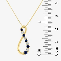 Womens Diamond Accent Lab Created Blue Sapphire 10K Gold Pear 18 Inch Pendant Necklace
