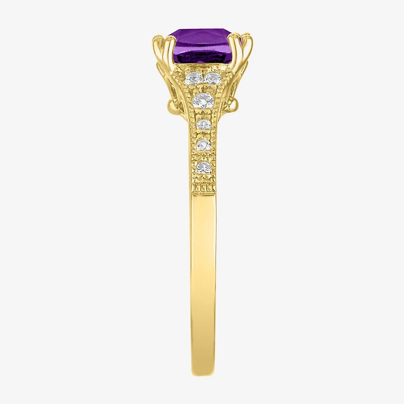 Gemstone 14K Gold Over Silver Cushion Cocktail Ring