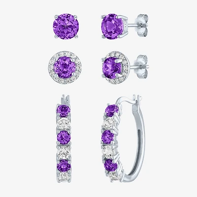 Gemstone Sterling Silver 3 Pair Jewelry Set