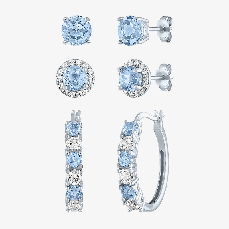 Gemstone Sterling Silver 3 Pair Jewelry Set