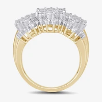 Diamond Blossom Womens 2 CT. T.W. Lab Grown White 10K Gold Cluster Cocktail Ring