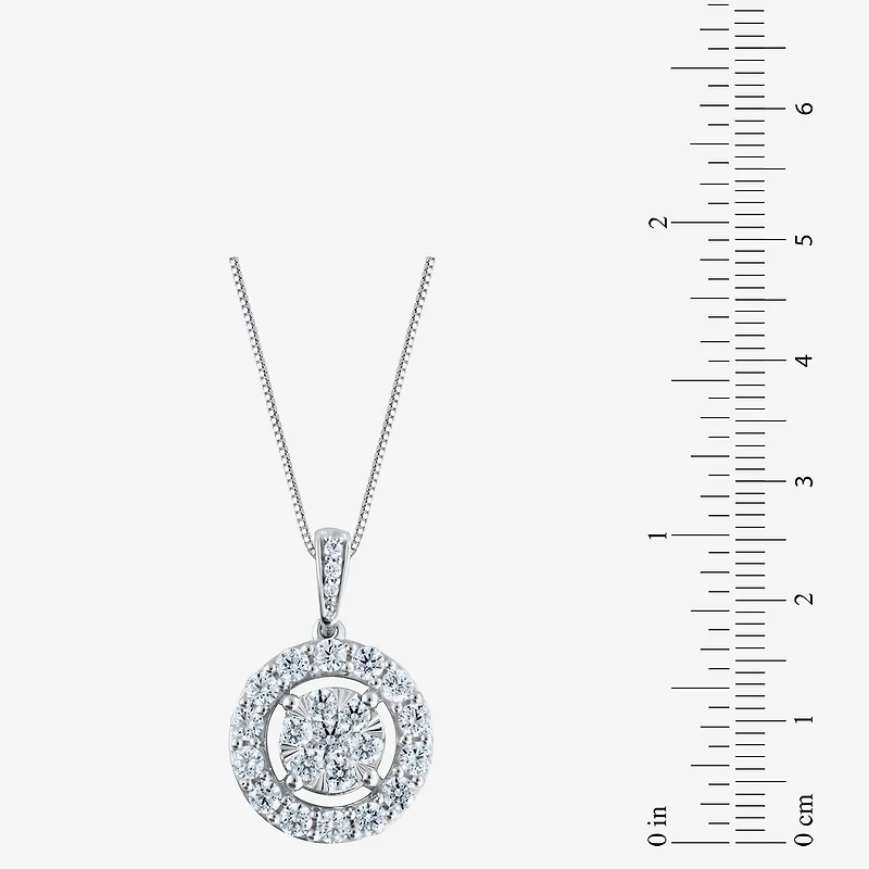 Diamond Blossom (G / Si2) Womens 1 CT. T.W. Lab Grown White Diamond 10K Gold Round 18 Inch Pendant Necklace