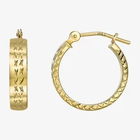 Womens 14K Gold 15mm Round Hoop Earrings