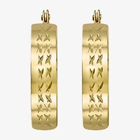 Womens 14K Gold 15mm Round Hoop Earrings