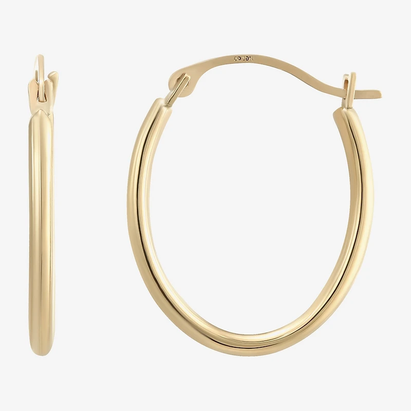 Womens 10K Gold 18mm Oval Hoop Earrings