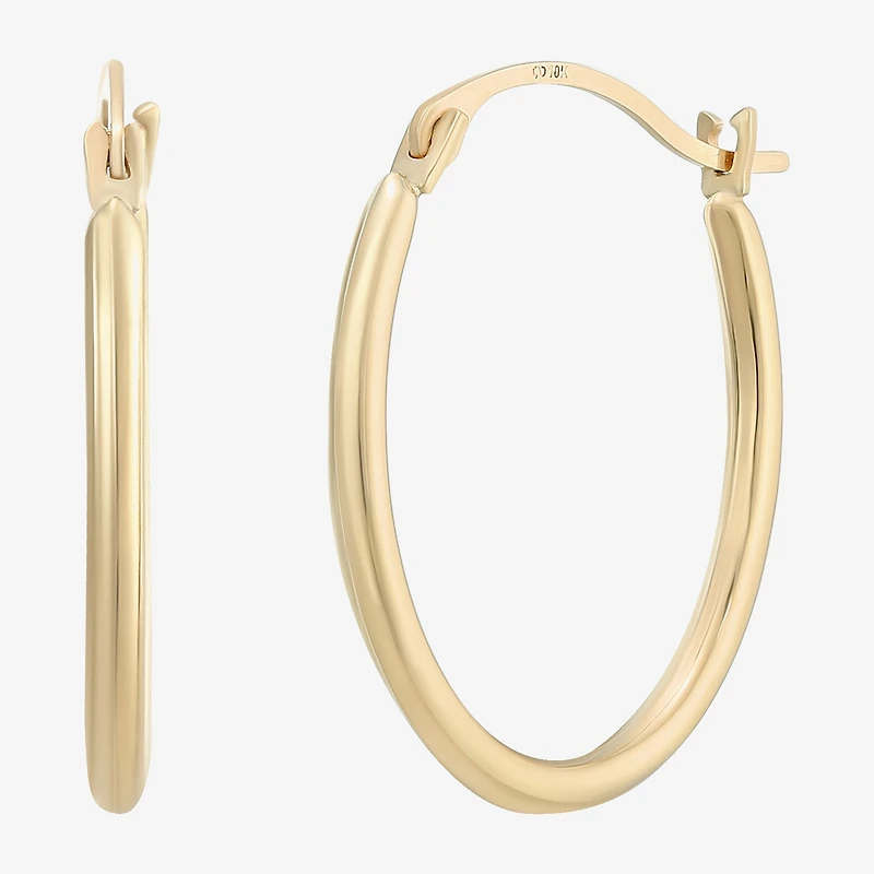 Womens 10K Gold 18mm Oval Hoop Earrings