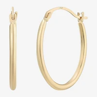 Womens 10K Gold 18mm Oval Hoop Earrings
