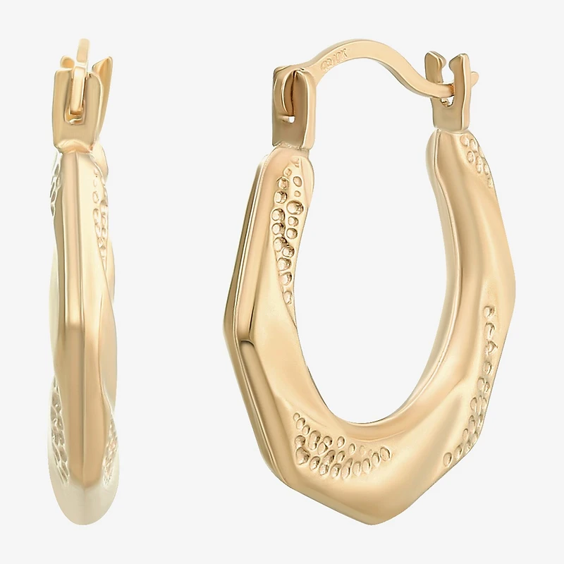 Womens 10K Gold 13mm Round Hoop Earrings