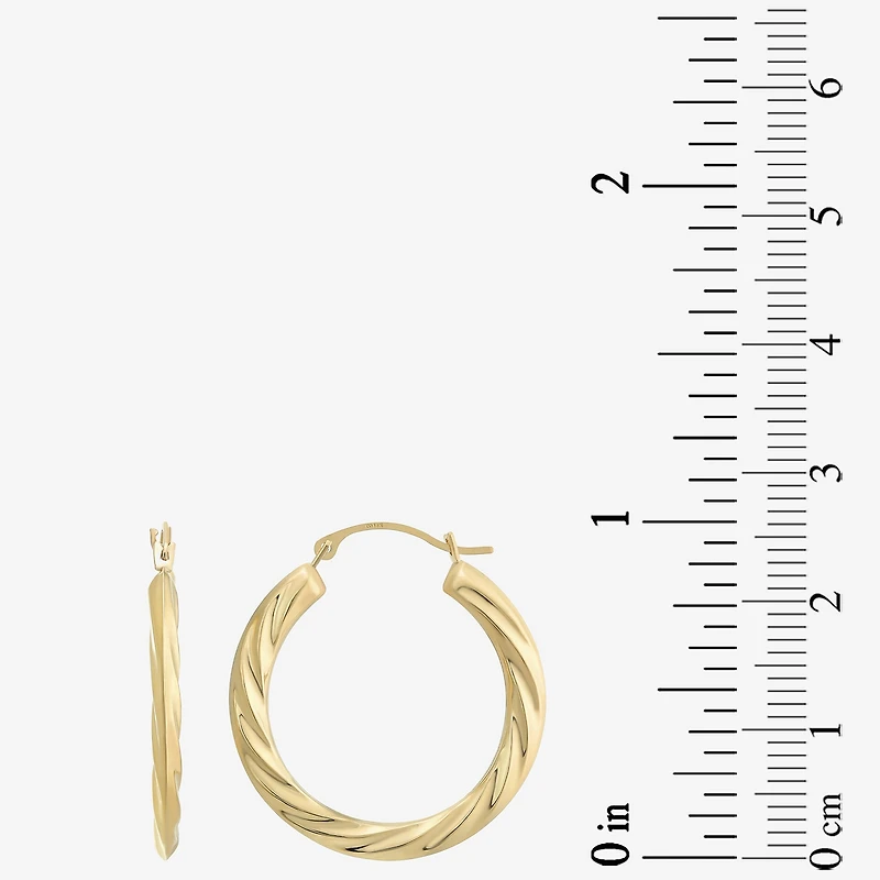 Womens 14K Gold 25mm Round Hoop Earrings