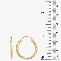 Womens 14K Gold 25mm Round Hoop Earrings