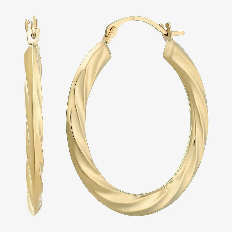 Womens 14K Gold 25mm Round Hoop Earrings