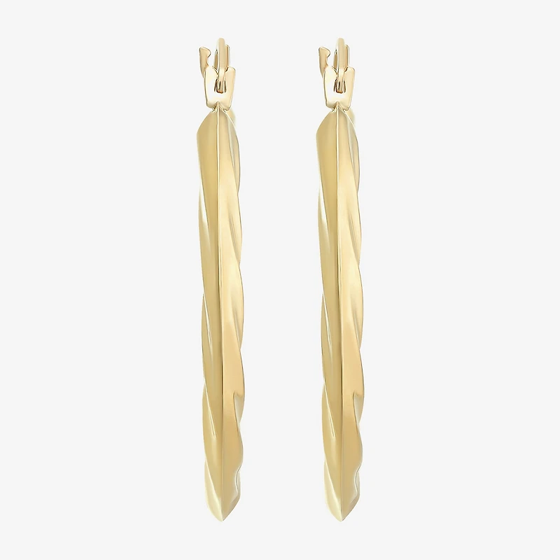 Womens 14K Gold 25mm Round Hoop Earrings