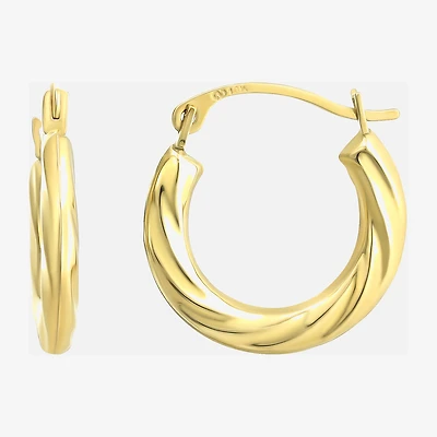 Womens 14K Gold 15mm Round Hoop Earrings