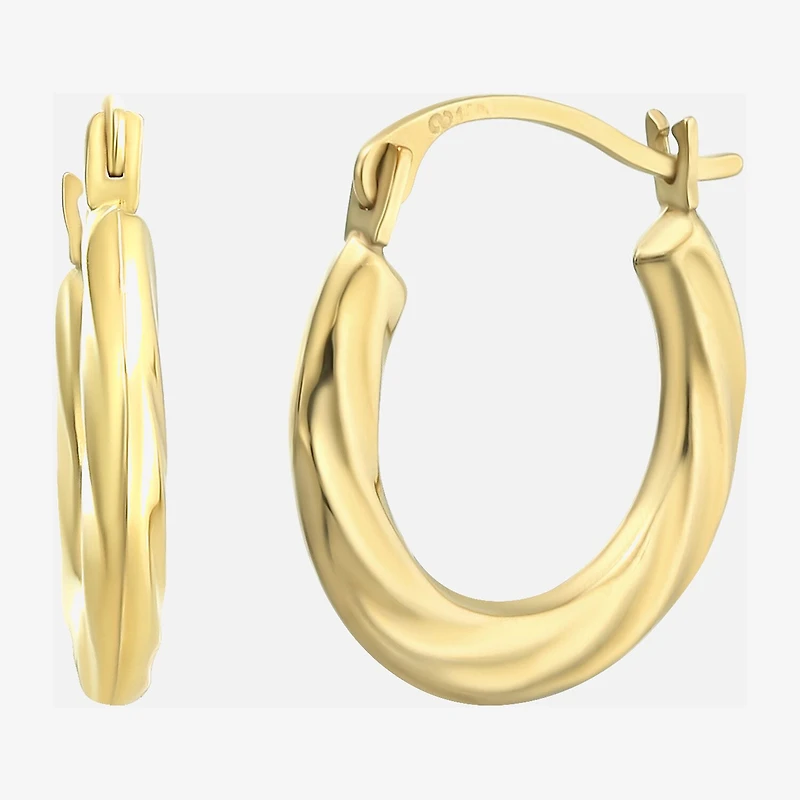 Womens 14K Gold 15mm Round Hoop Earrings
