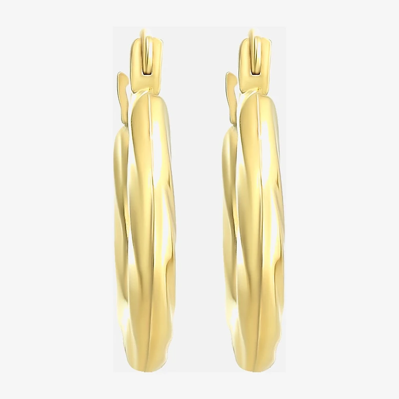 Womens 14K Gold 15mm Round Hoop Earrings