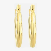 Womens 14K Gold 15mm Round Hoop Earrings