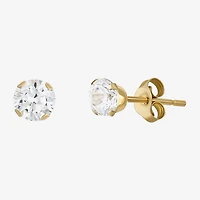 Womens Cubic Zirconia 14K Gold Ball Round 3 Pair Earring Set