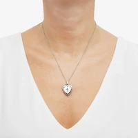 Mother-of-Pearl Heart & Cross Locket Pendant Necklace
