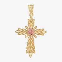 Rose Womens 14K Gold Cross Pendant