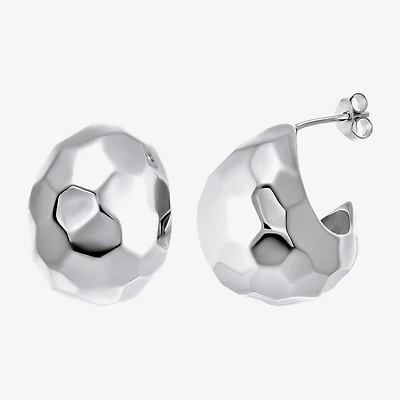 Womens Cubic Zirconia Sterling Silver 23mm Round Hoop Earrings