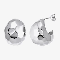 Womens Cubic Zirconia Sterling Silver 23mm Round Hoop Earrings