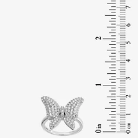 Diamonart Womens 2 CT. T.W. Cubic Zirconia Sterling Silver Butterfly Cocktail Ring