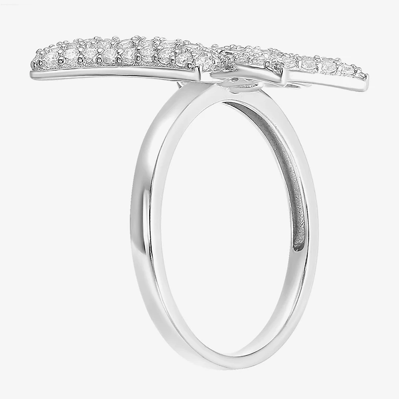 Diamonart Womens 2 CT. T.W. Cubic Zirconia Sterling Silver Butterfly Cocktail Ring