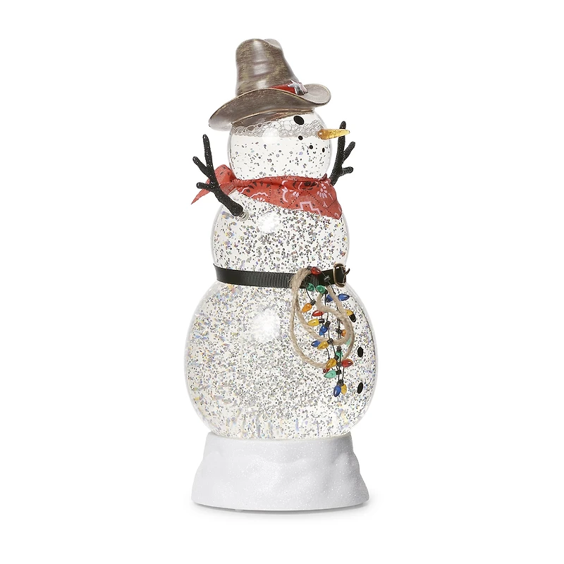 Roman 10.5" Led Swirl Cowboy Snowman Christmas Tabletop Decor