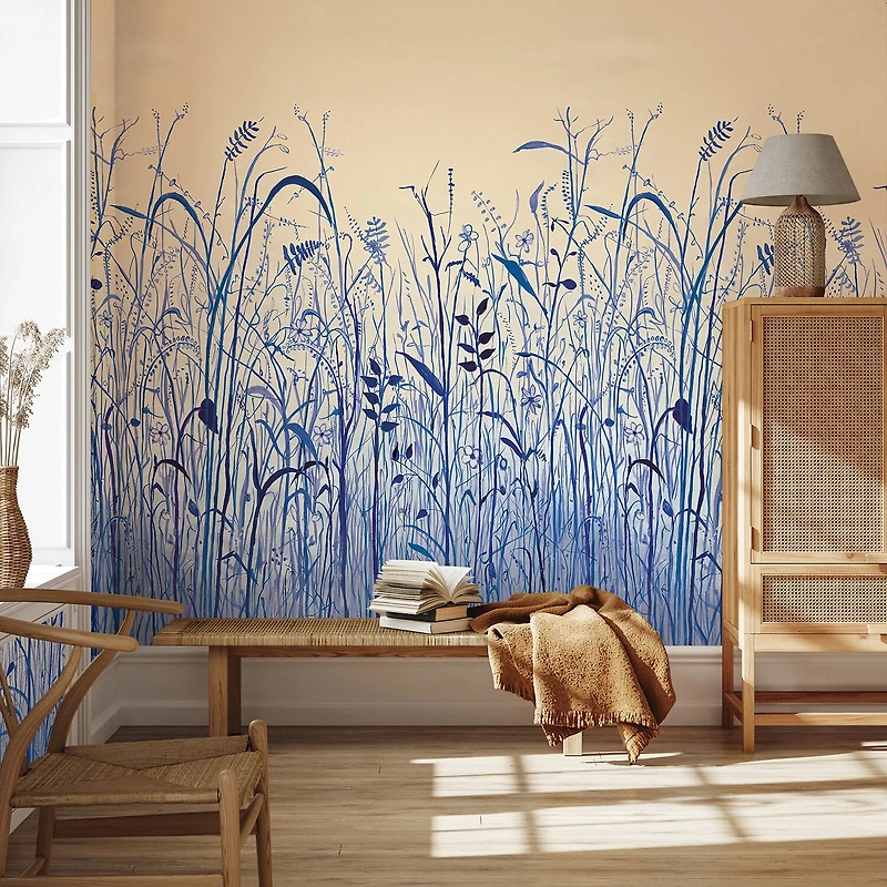 Tempaper June Grass Indigo Mural Wallpaper