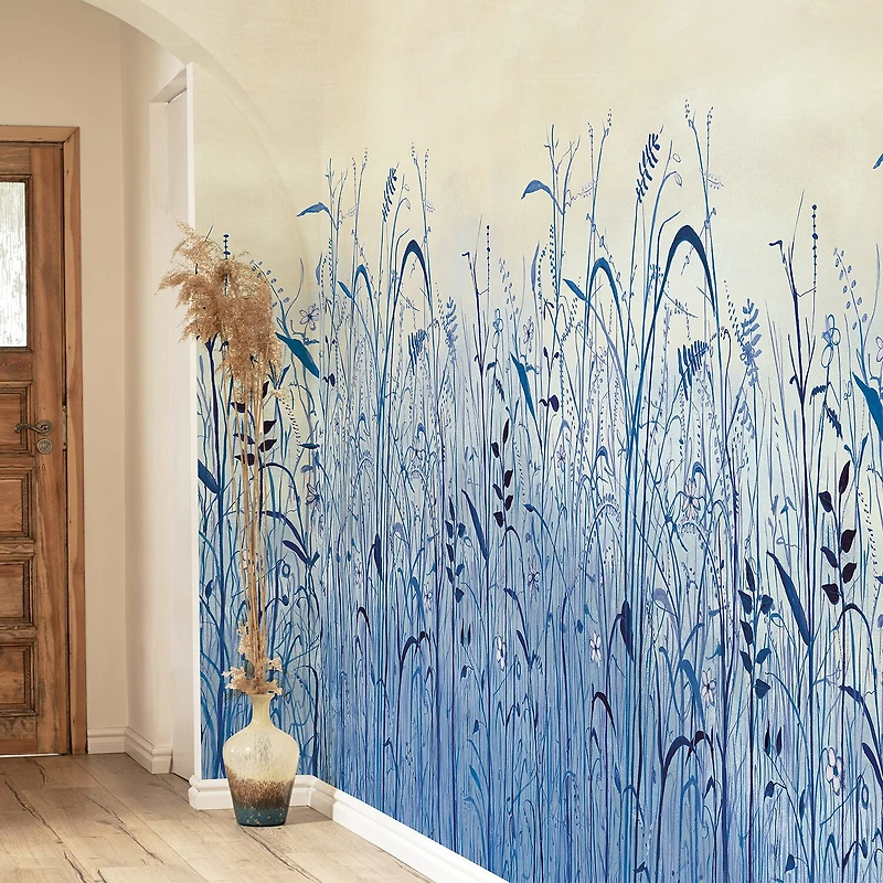 Tempaper June Grass Indigo Mural Wallpaper