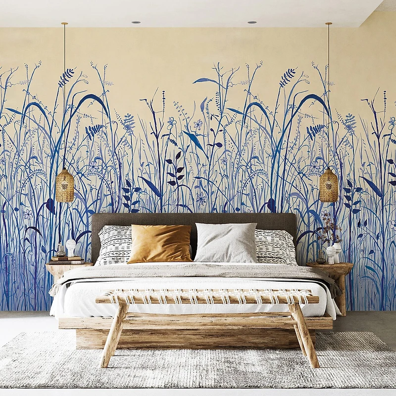 Tempaper June Grass Indigo Mural Wallpaper