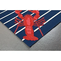Liora Manne Frontporch Lobster On Stripes Animal Hand Tufted Indoor Outdoor Rectangular Accent Rug