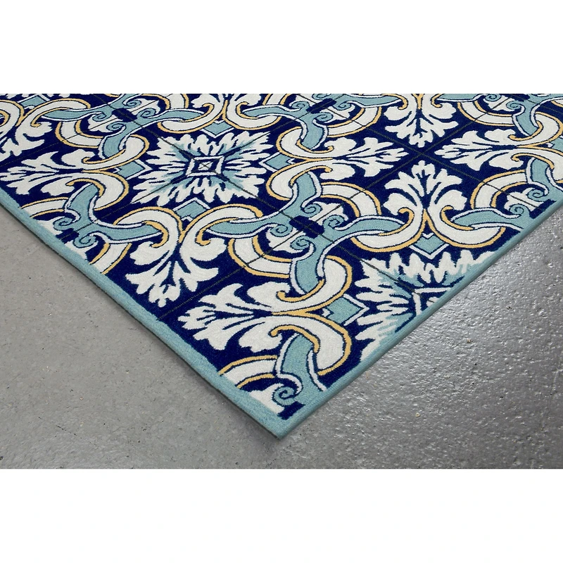 Liora Manne Ravella Floral Tile Floral Hand Tufted Indoor Outdoor Rectangular Accent Rug