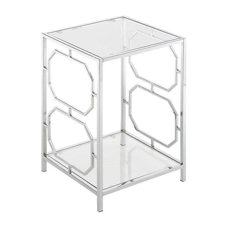 Convenience Concepts Omega Living Room Collection Storage Glass End Table