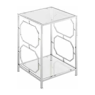 Convenience Concepts Omega Living Room Collection Storage Glass End Table