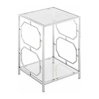 Convenience Concepts Omega Living Room Collection Storage Glass End Table