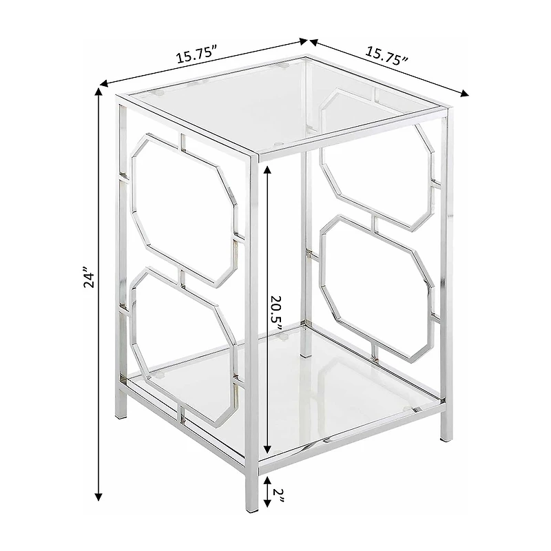 Convenience Concepts Omega Living Room Collection Storage Glass End Table