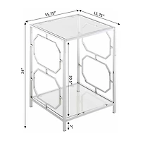 Convenience Concepts Omega Living Room Collection Storage Glass End Table