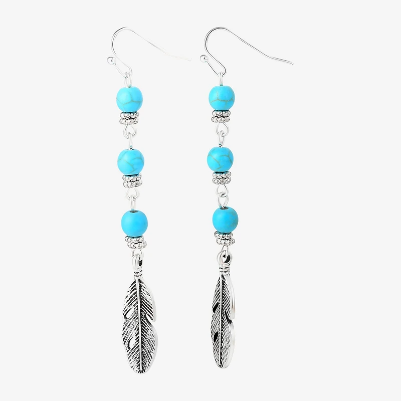 JS Jessica Simpson Womens Turquoise Turquoise Drop Earrings