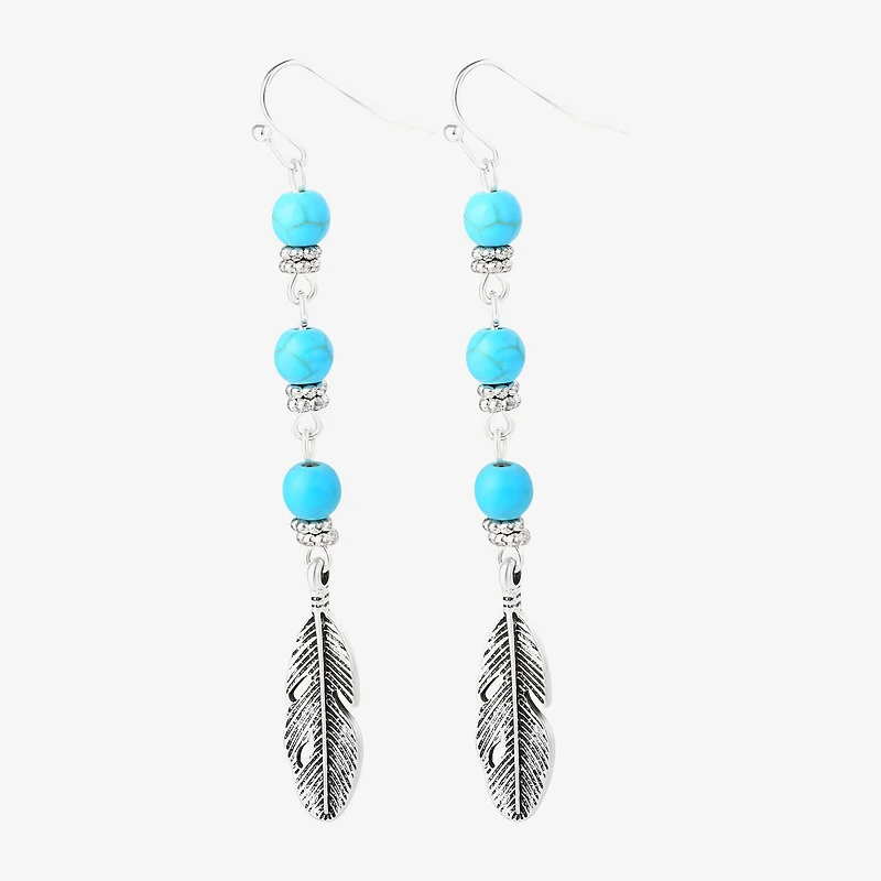 JS Jessica Simpson Womens Turquoise Turquoise Drop Earrings
