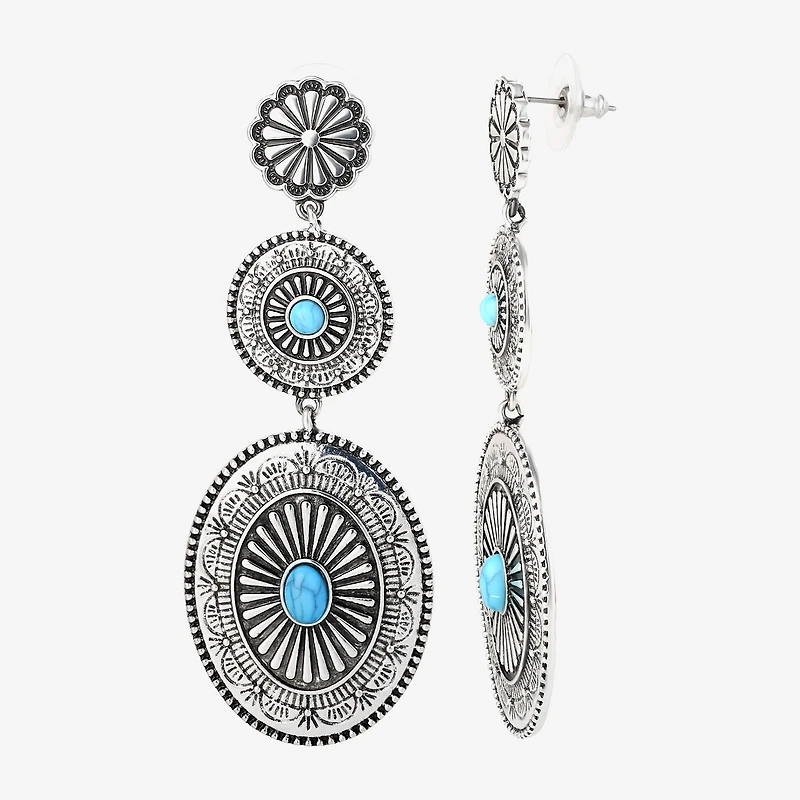 JS Jessica Simpson Womens Turquoise Turquoise Drop Earrings