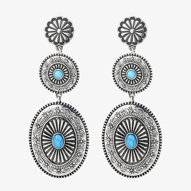 JS Jessica Simpson Womens Turquoise Turquoise Drop Earrings