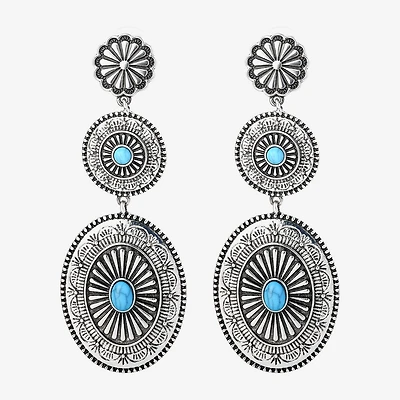 JS Jessica Simpson Womens Turquoise Turquoise Drop Earrings