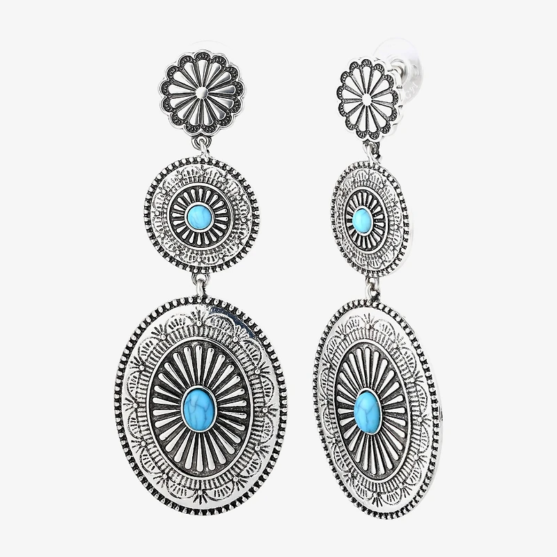 JS Jessica Simpson Womens Turquoise Turquoise Drop Earrings
