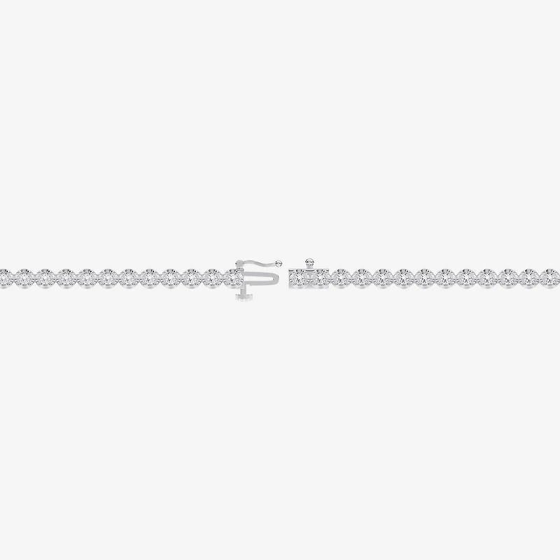 (F / Vs2) Womens White Diamond Sterling Silver 17 Inch Tennis Necklace
