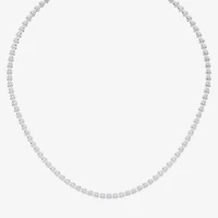 (F / Vs2) Womens White Diamond Sterling Silver 17 Inch Tennis Necklace
