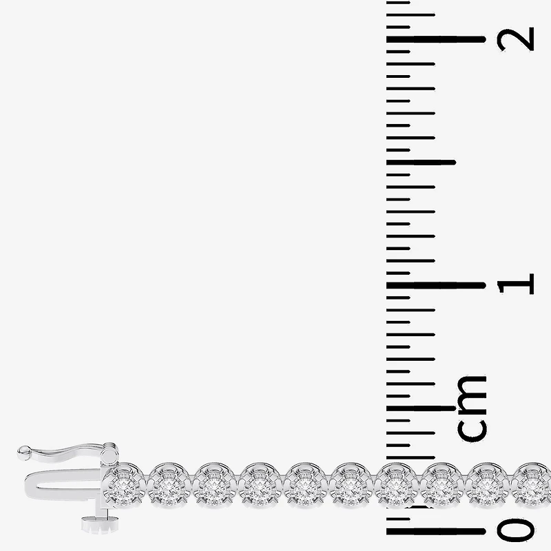 (F / Vs2) Womens White Diamond Sterling Silver 17 Inch Tennis Necklace