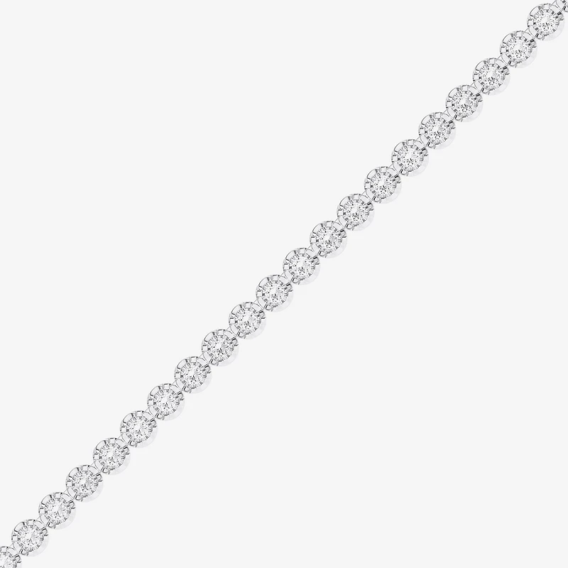 (F / Vs2) Womens White Diamond Sterling Silver 17 Inch Tennis Necklace